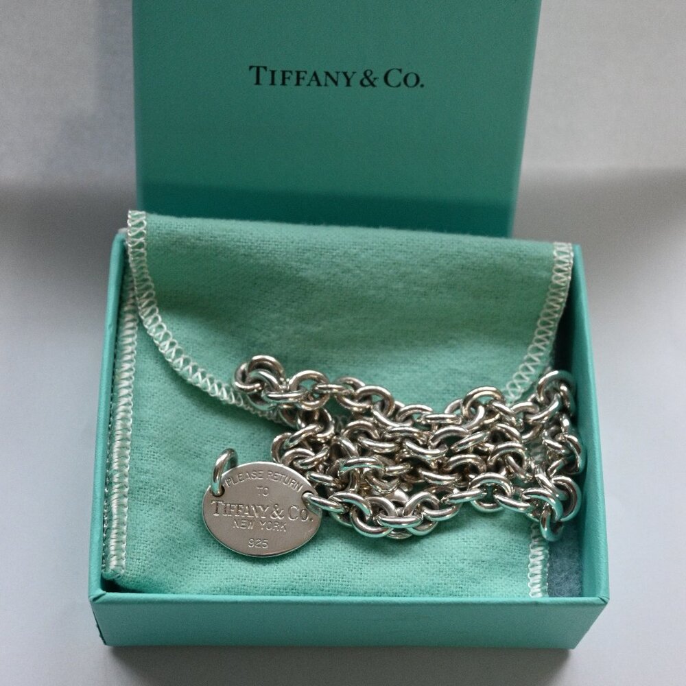 Return to Tiffany & Co. Sterling Silver Heavy Link Choker 15”, 58g, Box & Pouch